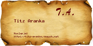 Titz Aranka névjegykártya